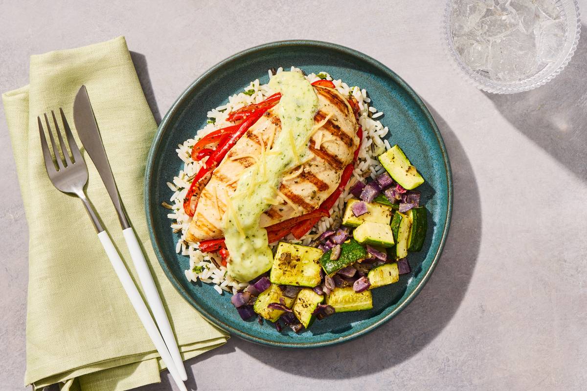 Pesto Cream Chicken & Rice