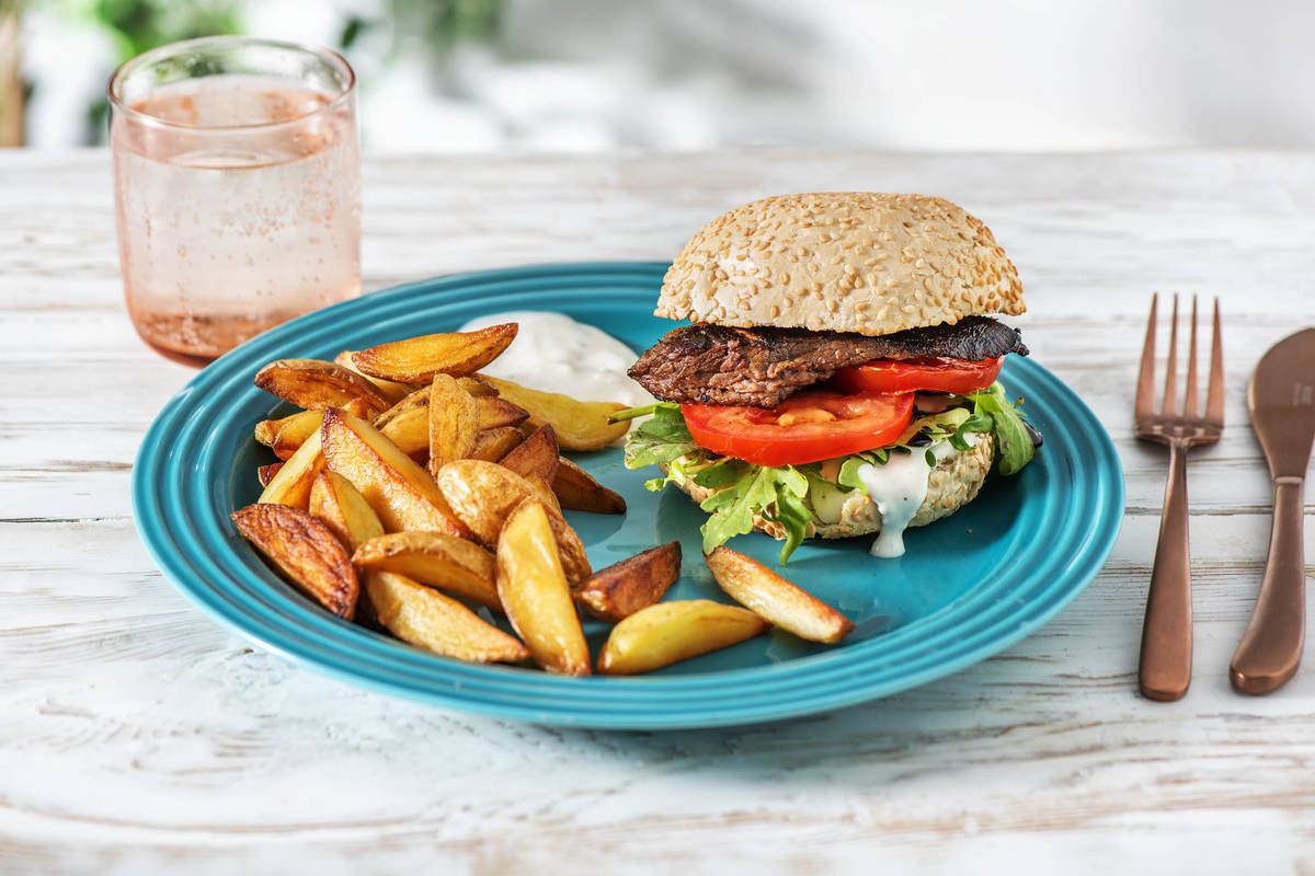 1 Pers. Burger mit Bourbon-Minutensteak