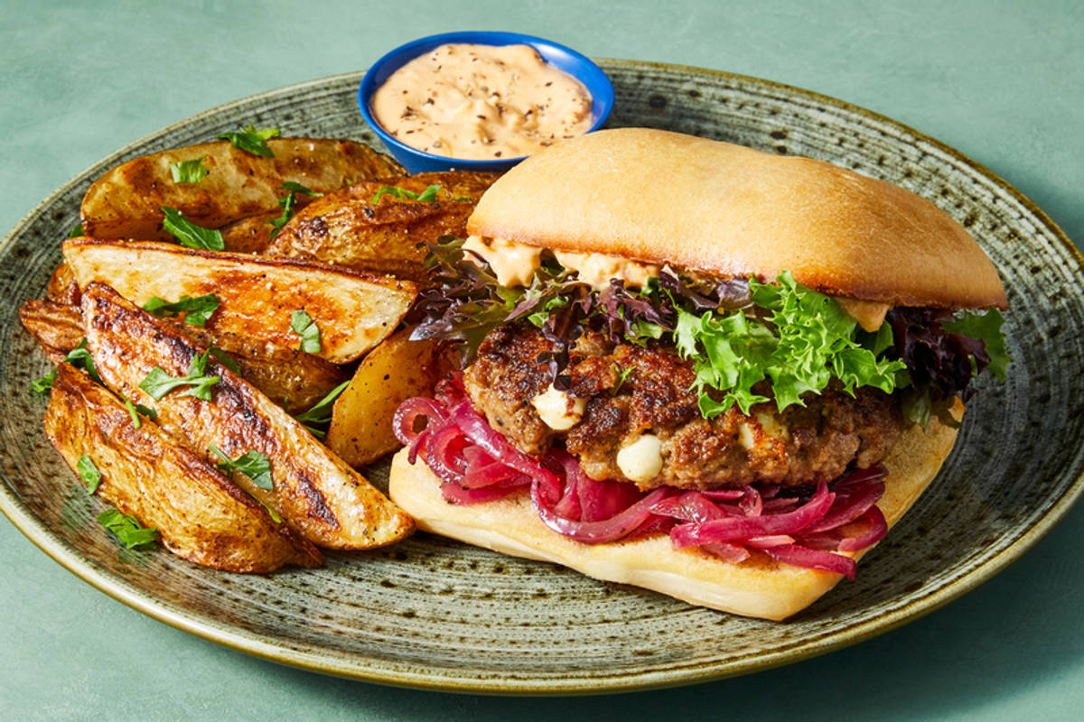 Harissa and Feta Beef Sandwiches