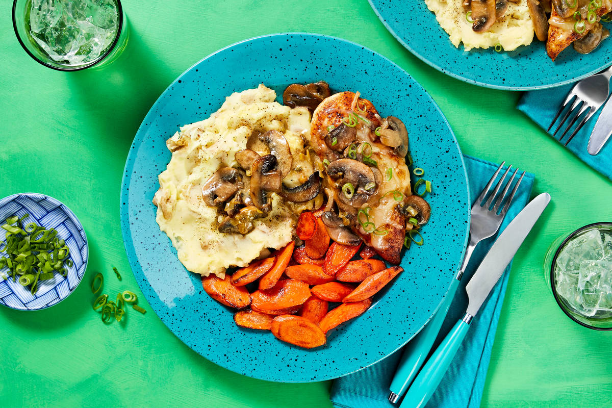 Cheesy Smothered Mushroom Chicken