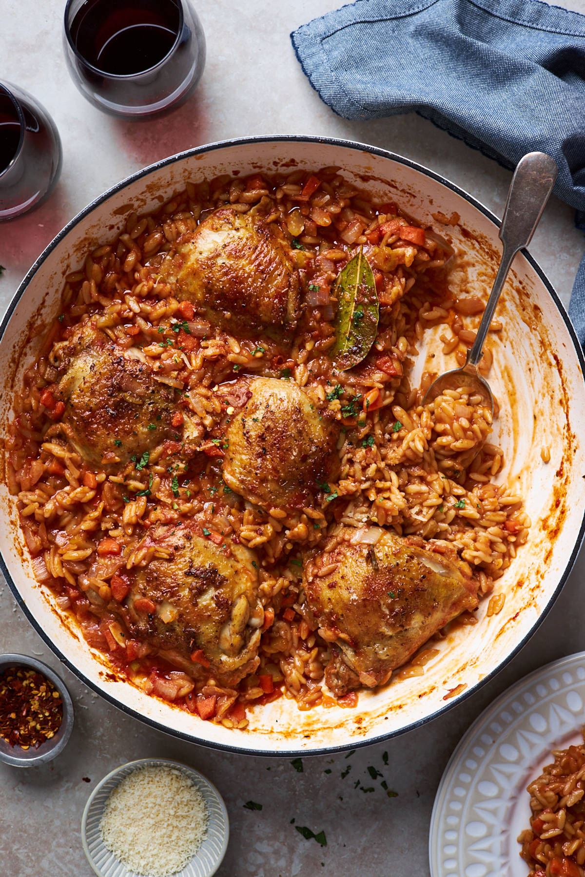 Skillet Tomato Greek Chicken and Orzo