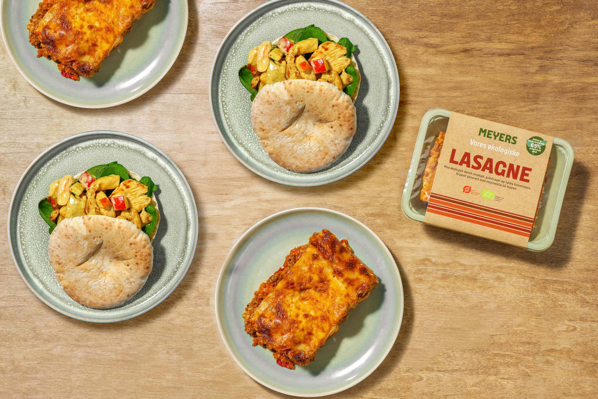 Currykyckling i pita och lasagne