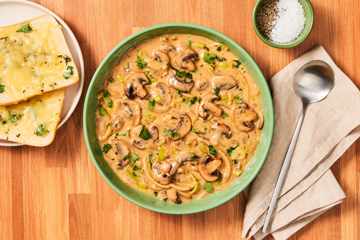 Creamy Mushroom and Chicken Tender Soup
