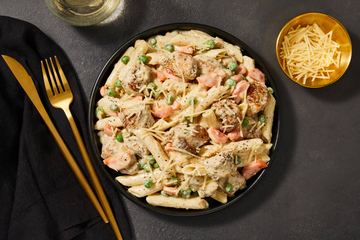 Creamy Turkey Pot Pie-Inspired Pasta