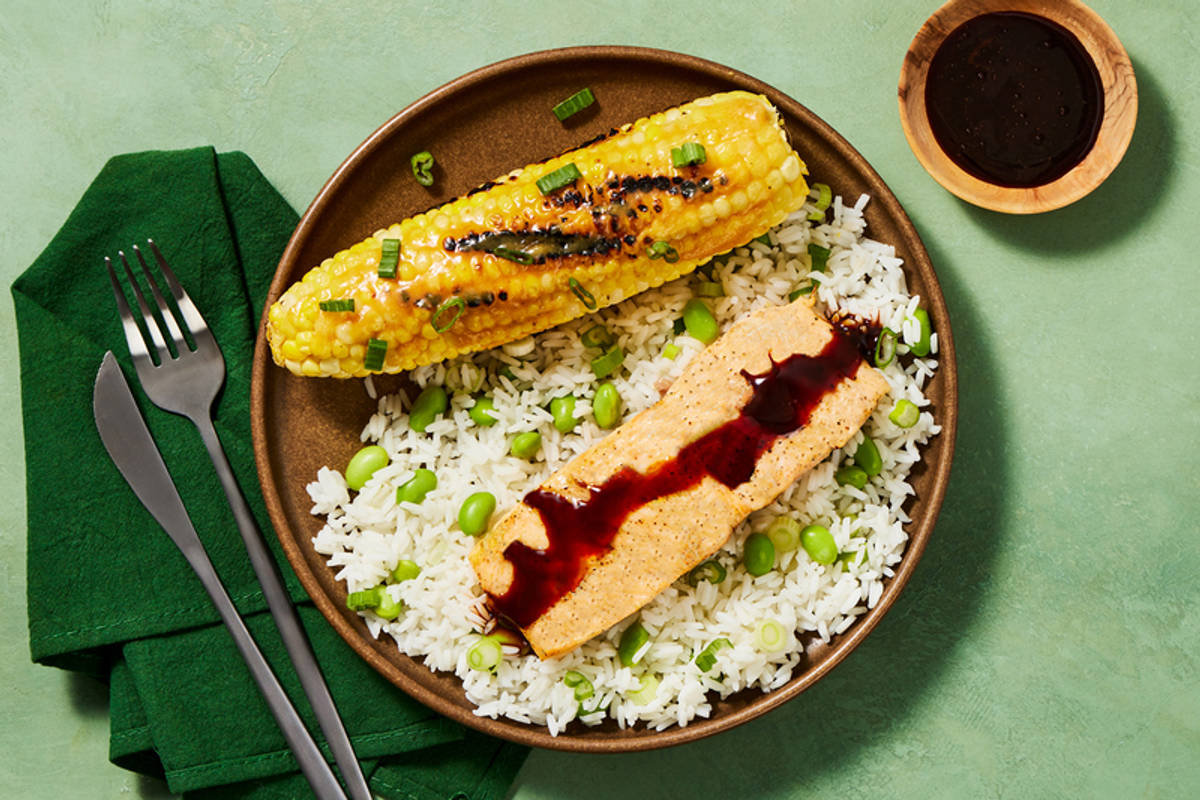 Bols de saumon teriyaki grillé