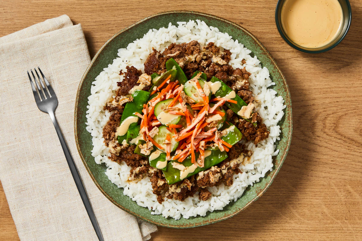 Sticky Ginger Beef and Rice Bowls