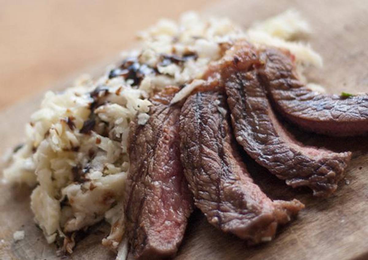 Balsamic Steak with Shaved Cabbage