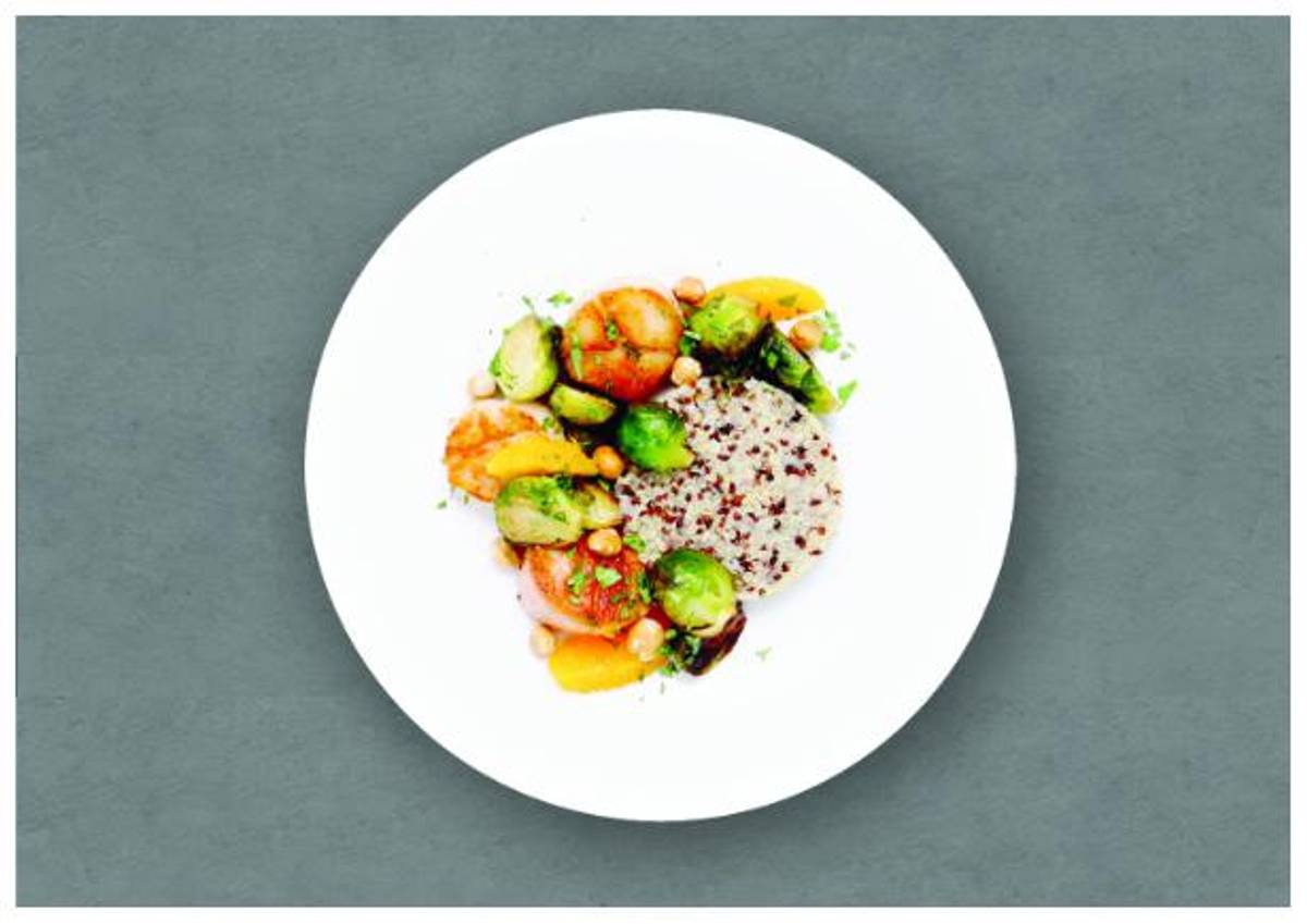 Seared Scallops with Crispy Brussels Sprouts