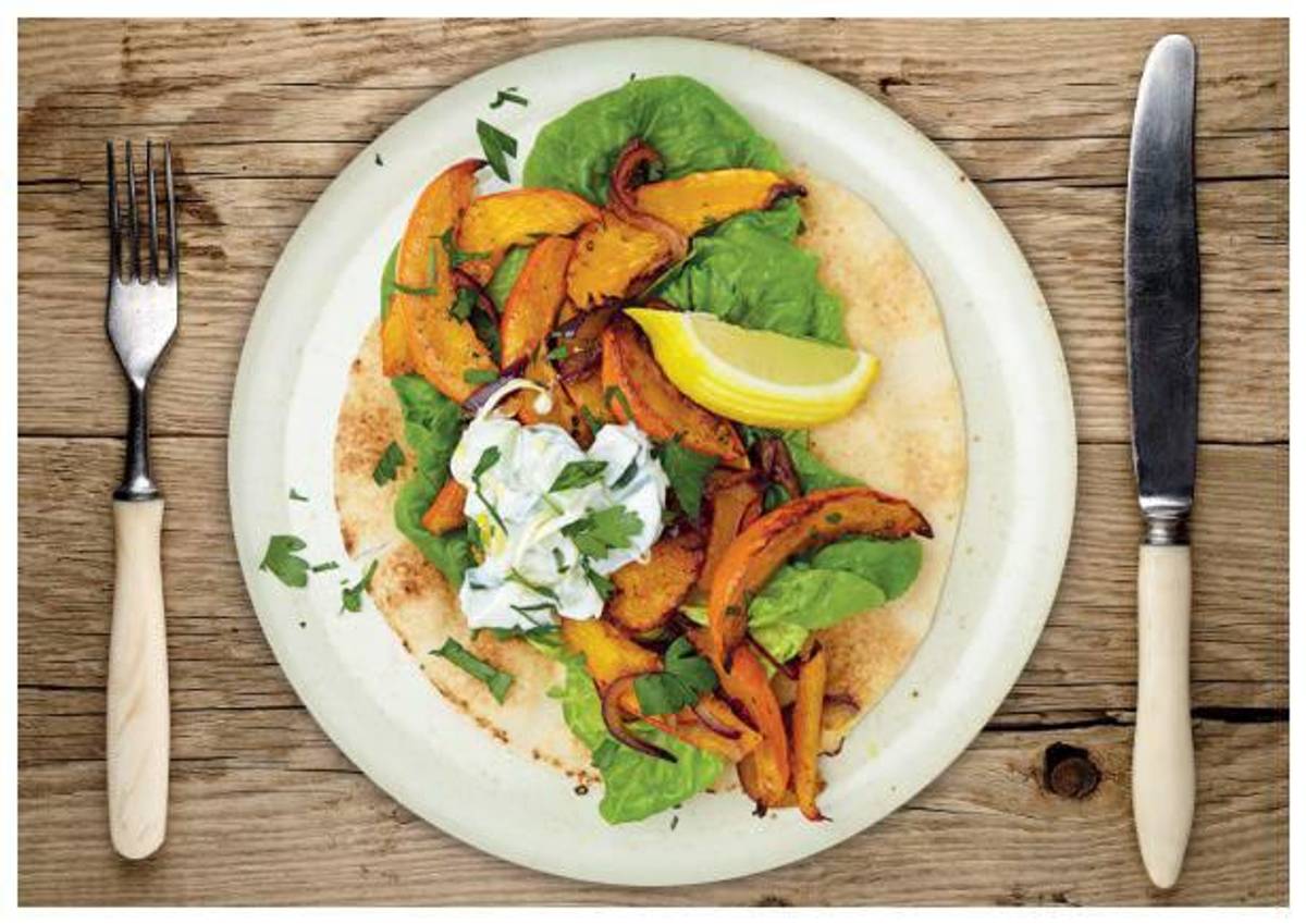 Libanesische Kürbis-Fladenbrot-Wraps
