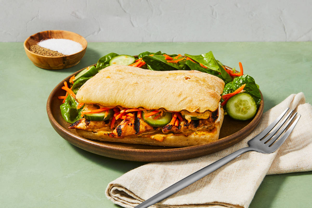 SuperQuick Grilled Chicken Breasts Bahn Mi-Style Sandwiches
