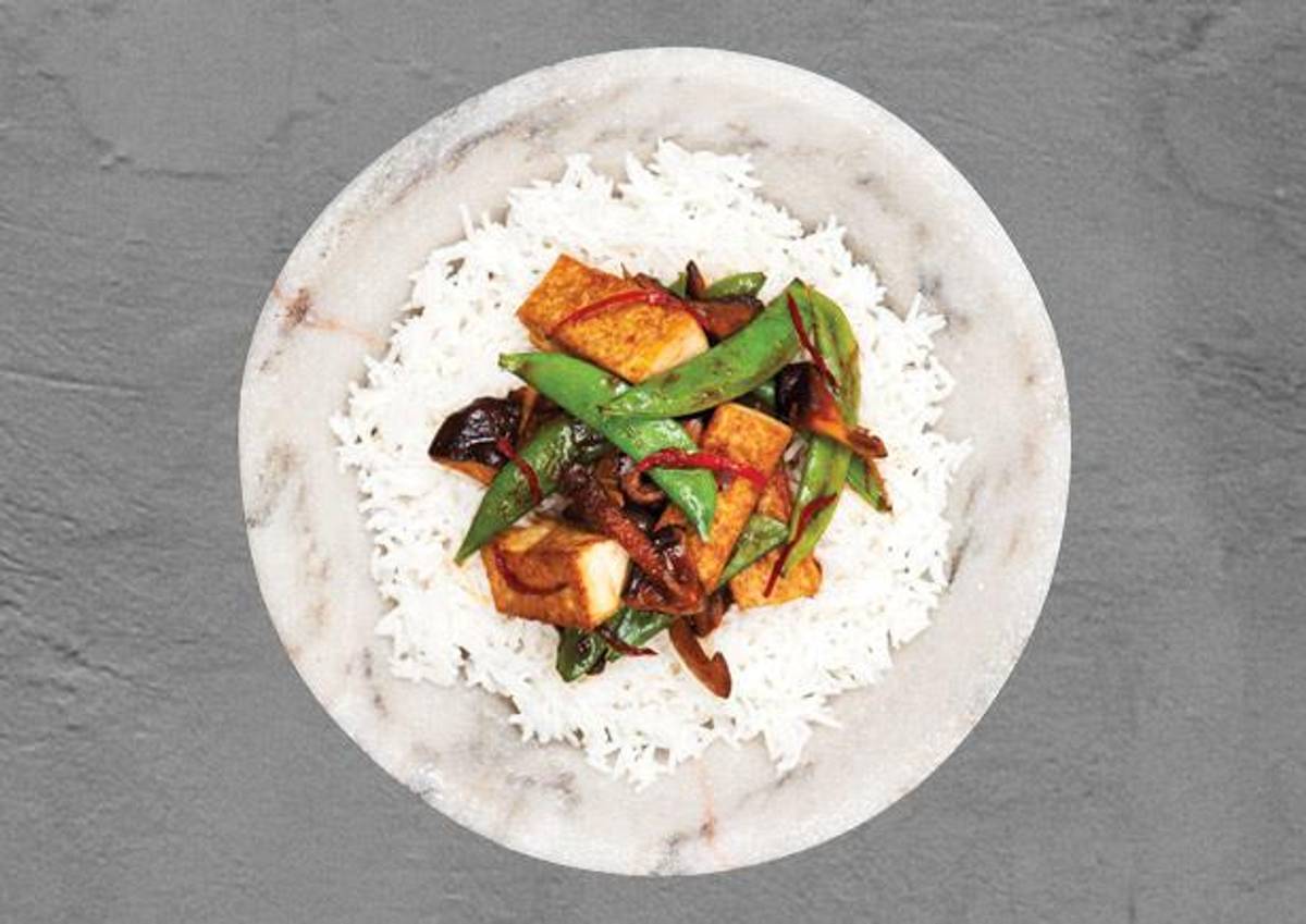 Tofu, Shiitake and Sugar Snap Two-Peas-In-A-Pod Stir Fry