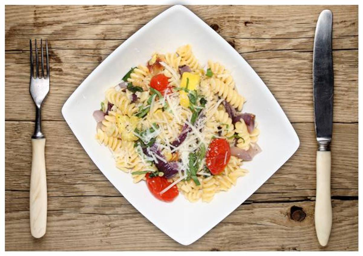 Roasted Summer Squash and Tomato Rotini