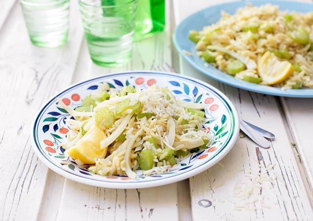 Risotto van orzo met venkel en bleekselderij 