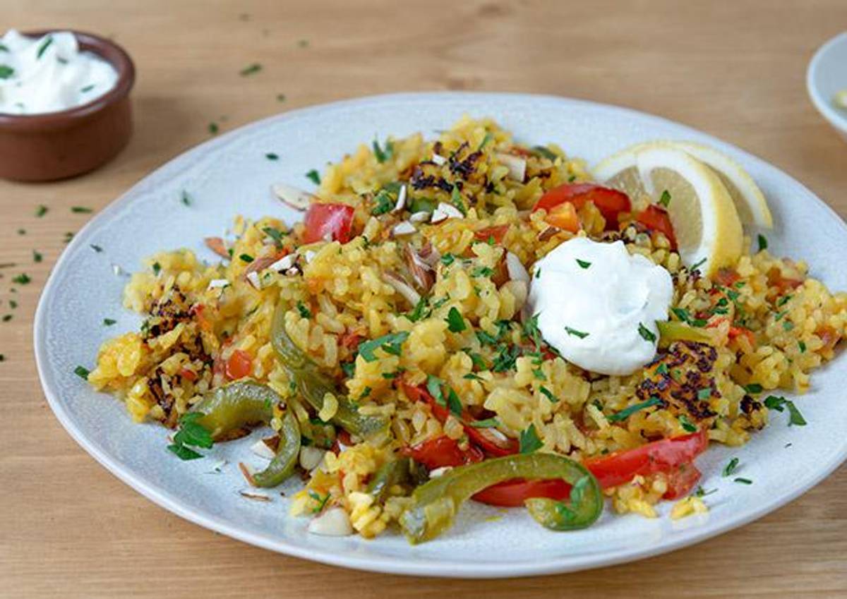 Bunte Gemüse Paella