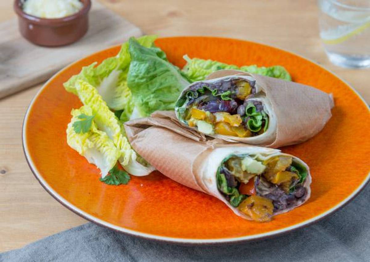 Mexikanische „Burrito“ Ofen-Gemüse-Wraps