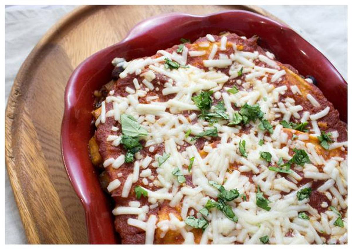 Layered Sweet Potato Enchiladas