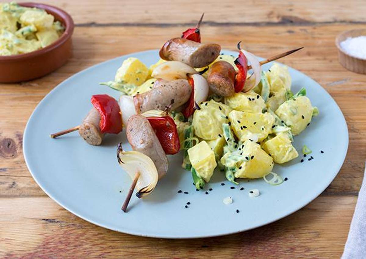 Bratwurst-Spieße aus dem Ofen