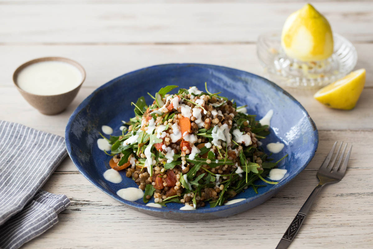 Turkish Barley & Lentil Salad with Tahini