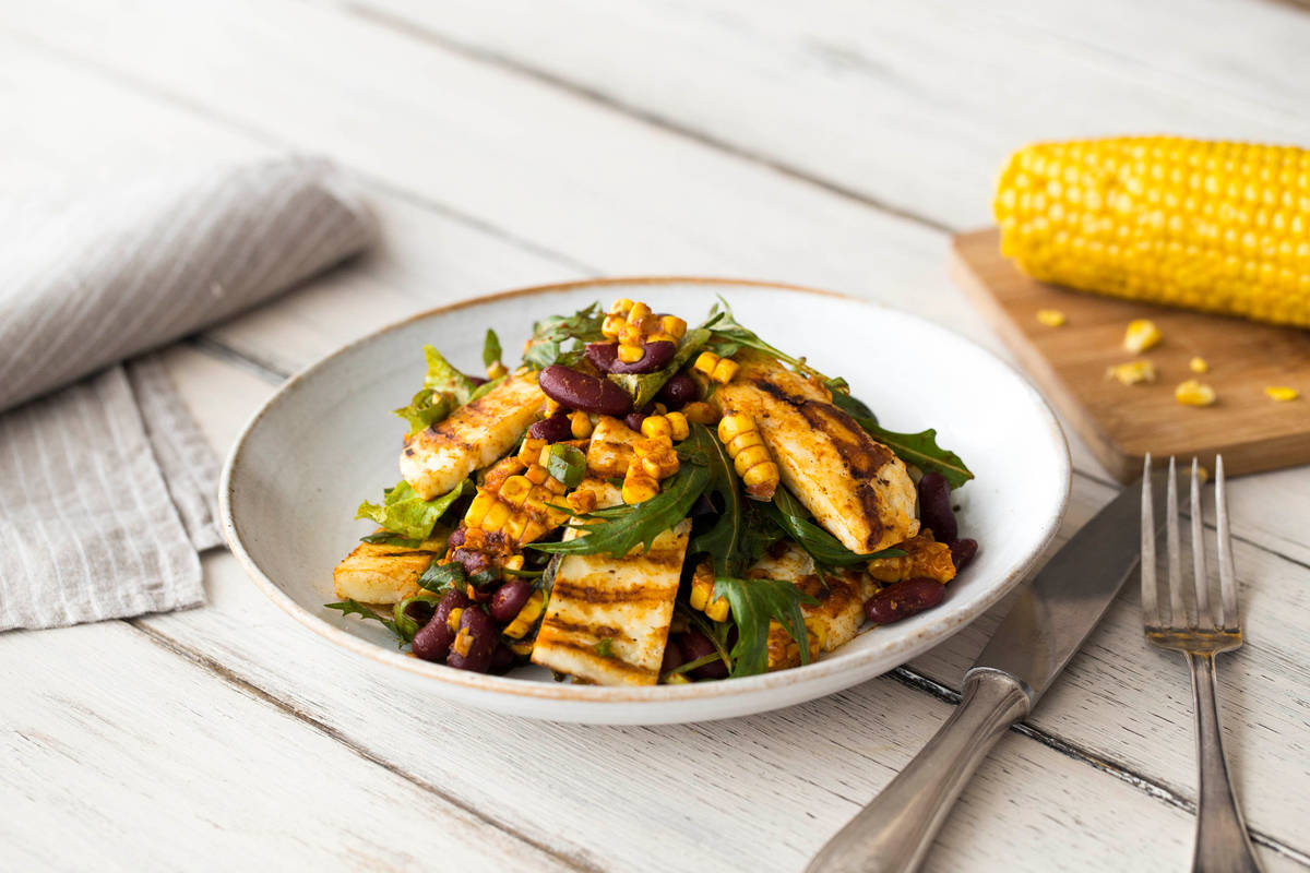Tunisian Harissa Haloumi with Coriander & Corn