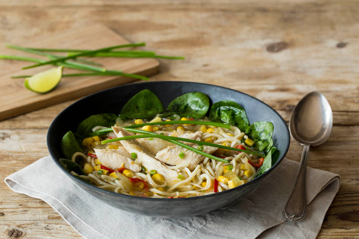 Comforting Chicken & Corn Noodle Soup