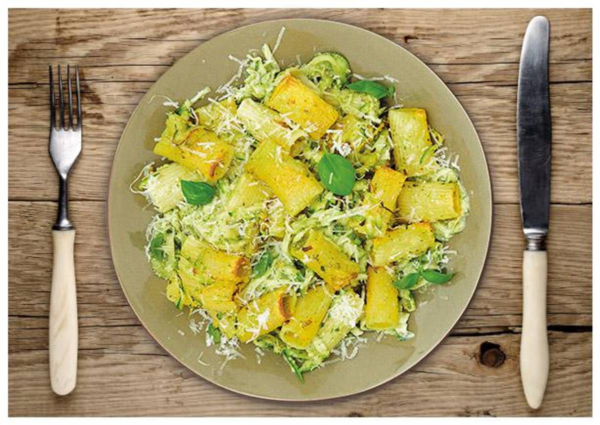 Knuspriger Zucchini-Rigatoni-Pasta-Auflauf