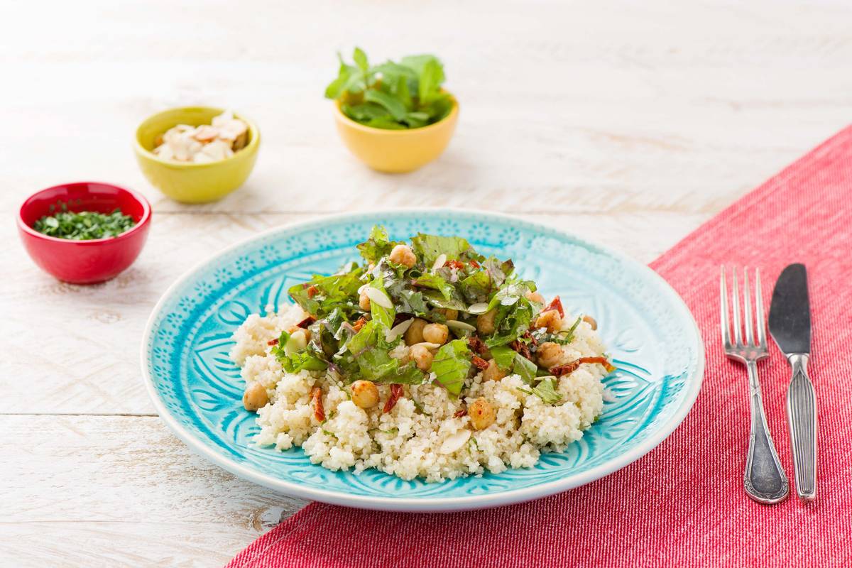 Ethiopian Chickpea & Kale Salad with Berbere, Bulgur, and Sundried Tomato