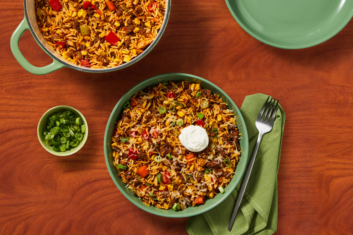 One-Pot Cheesy Mexican-Style Beef and Rice 