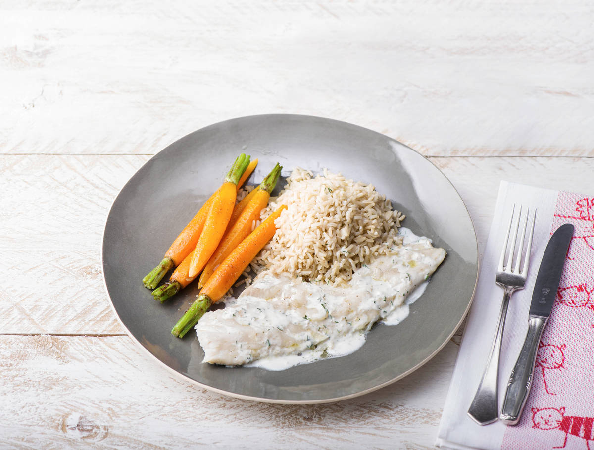 Schelvis met gebakken bospeen en zilvervliesrijst