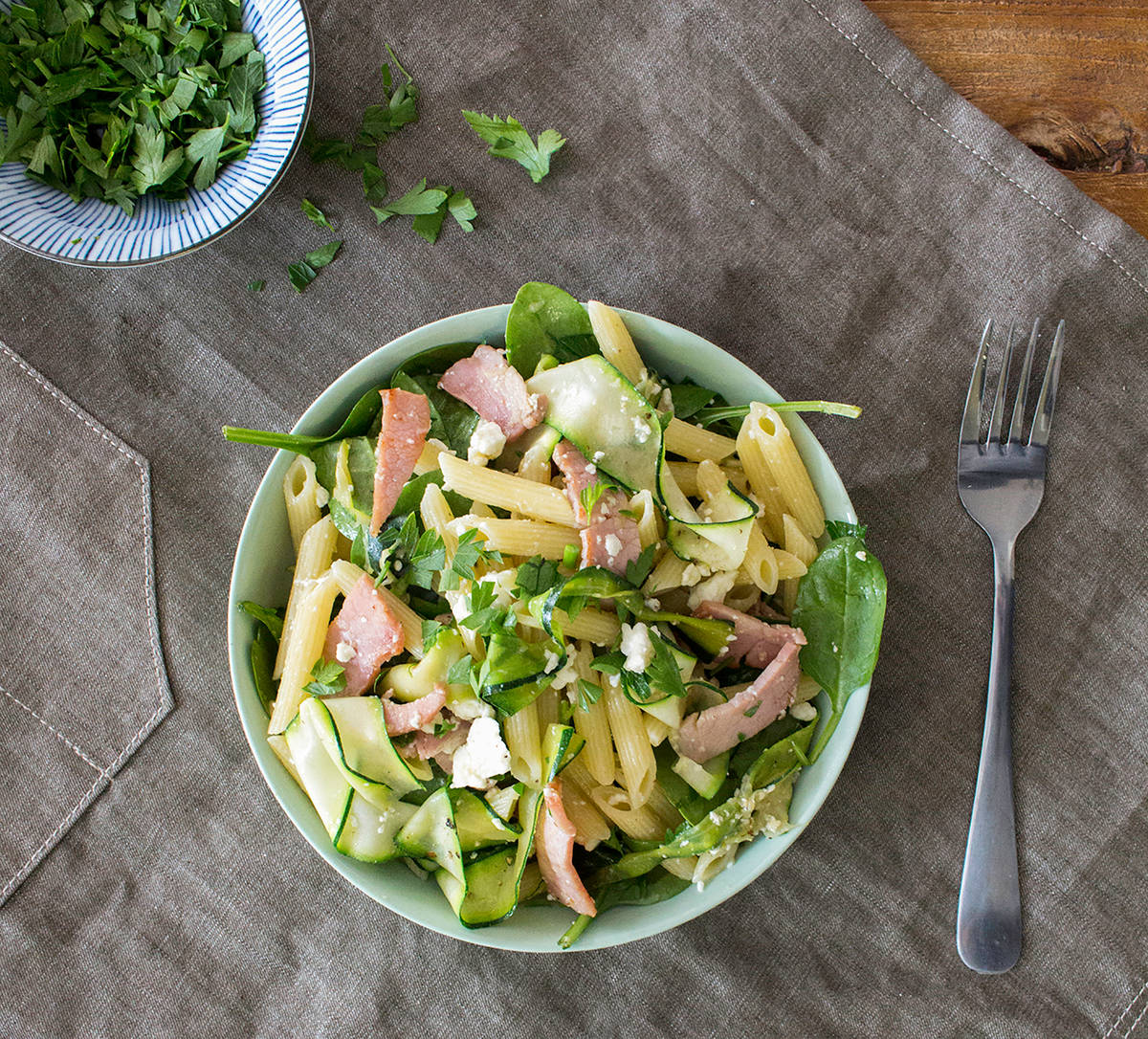Bacon, Zucchini & Fetta Pasta