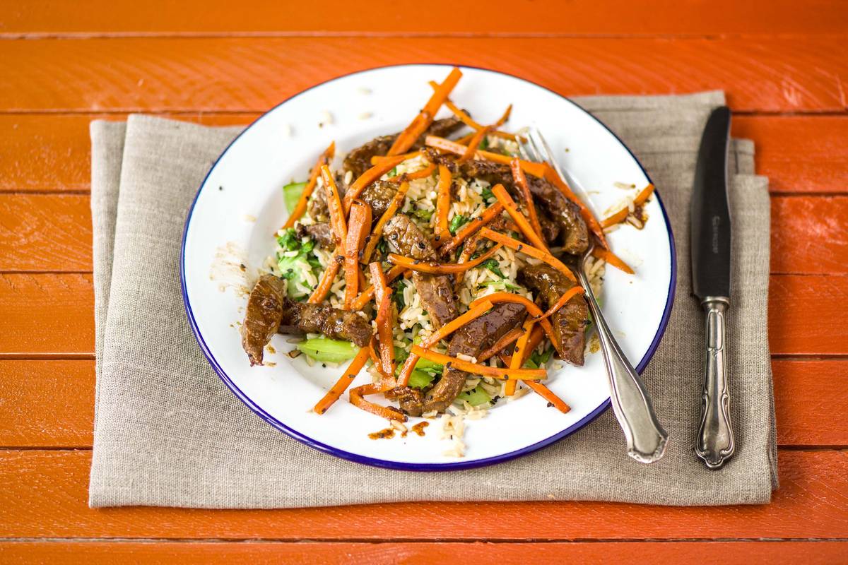 Teriyaki Beef with Bok Choy Rice