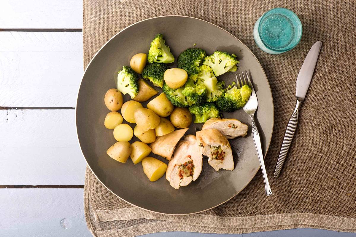 Caprese Stuffed Chicken Breast with Broccoli