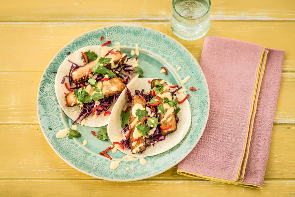 Spicy Tofu Tacos with Mango Mayonnaise
