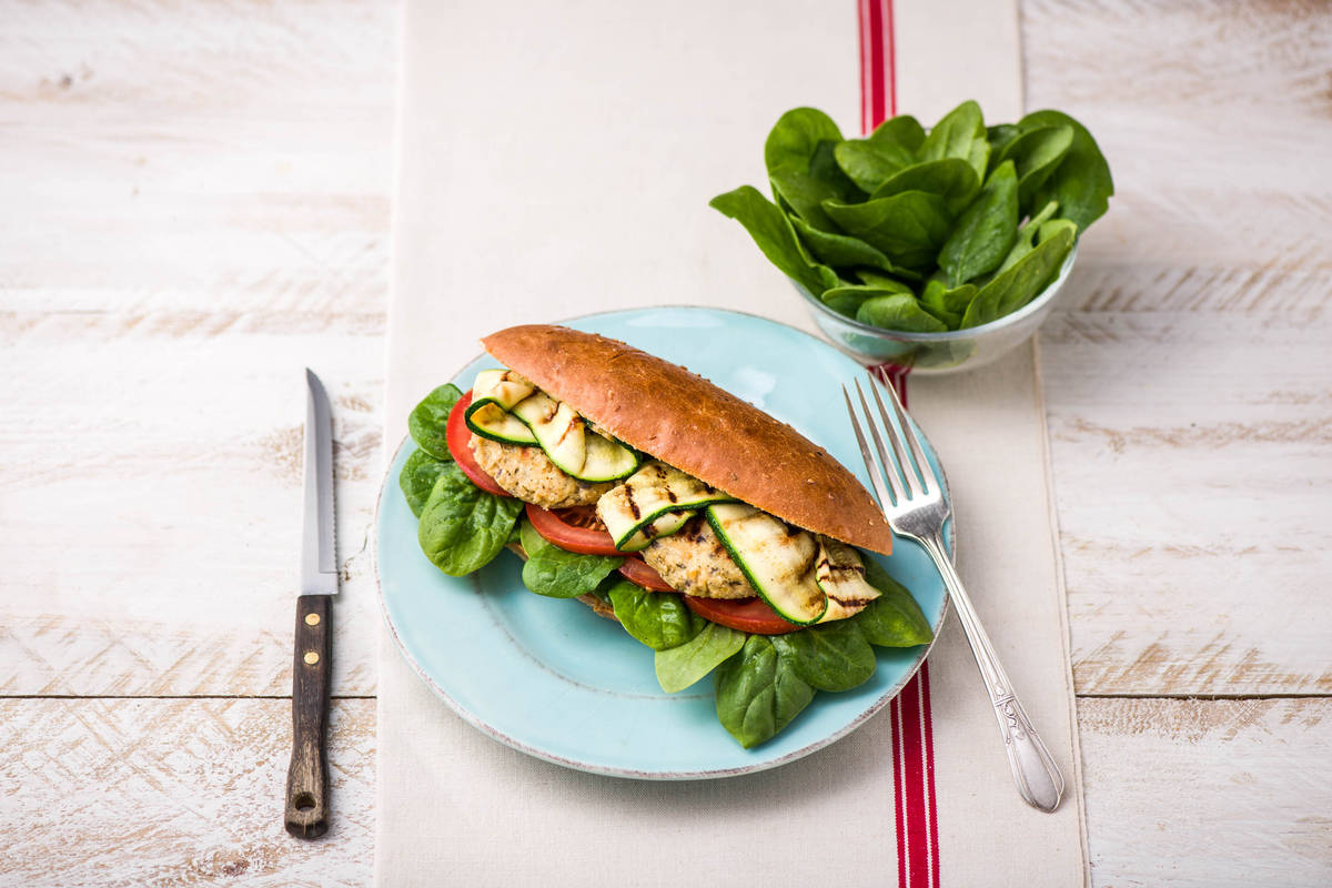 Za’atar Chickpea & Fetta Burger with Salad