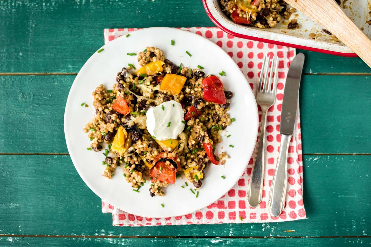 Mexican Black Bean and Buckwheat Bake