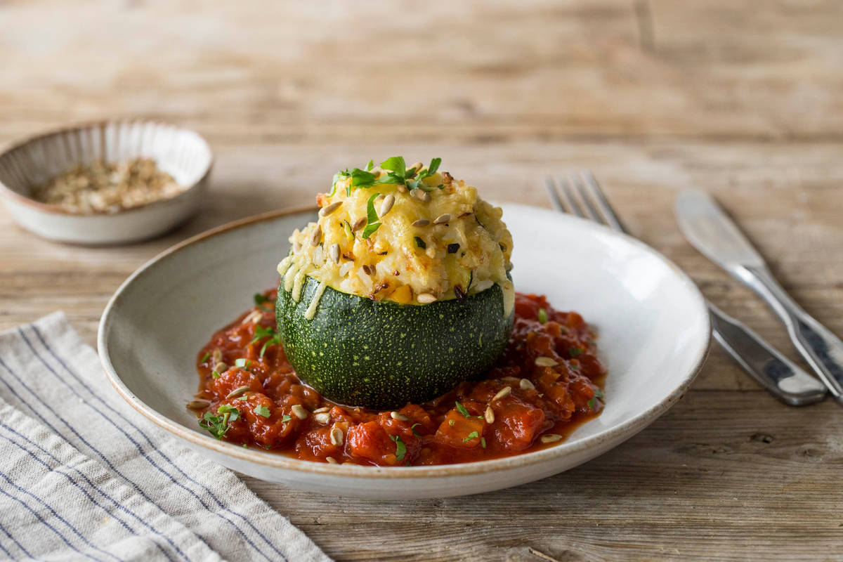 Gefüllte, runde “Rondini” Zucchini
