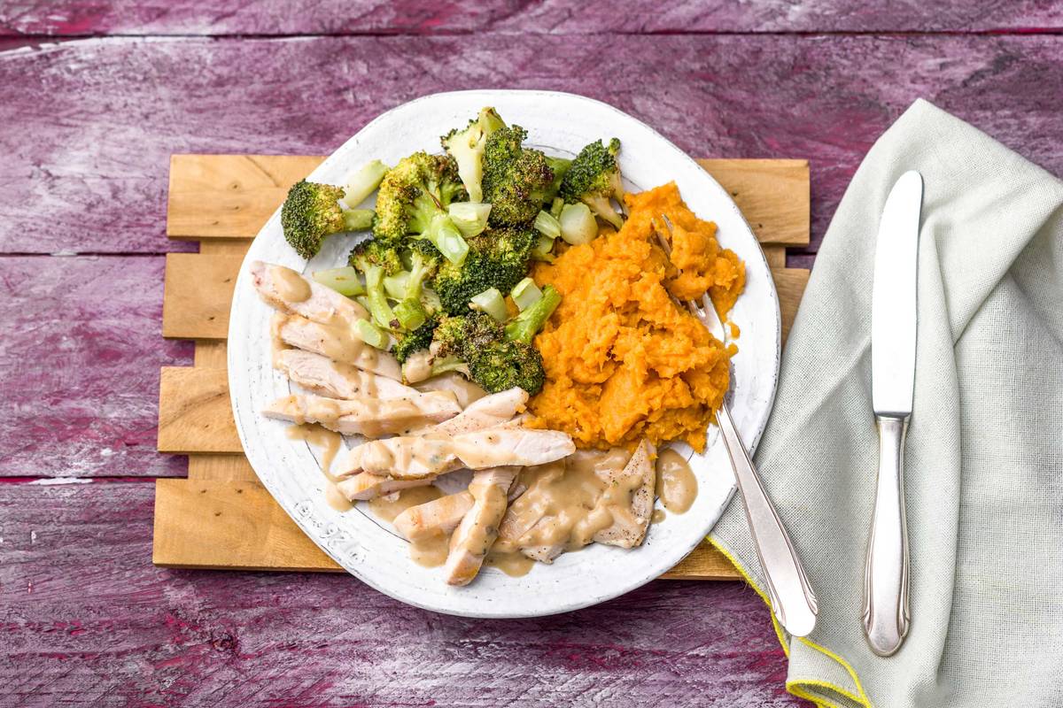 Pan-Fried Chicken Breast with Sweet Potato Mash