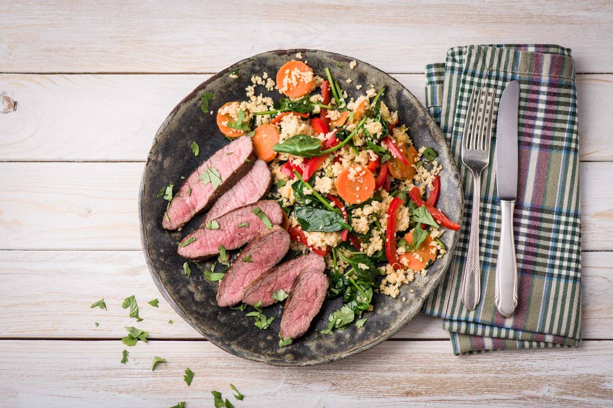 Moroccan Steak with Quick Lemon Couscous