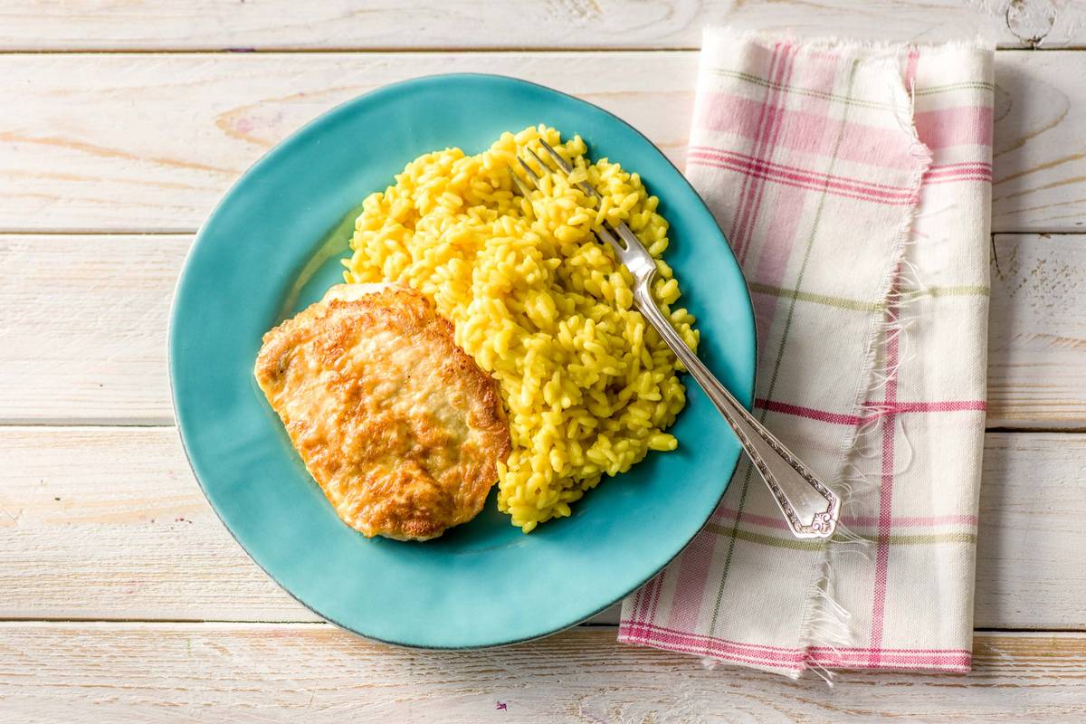 Schweinspiccata mit Safranrisotto