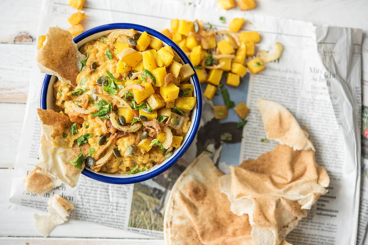 Coconut Dal with Roasted Butternut Squash,