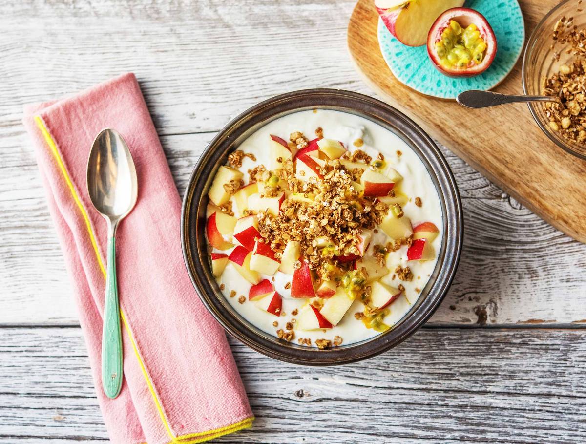Biogarde à la pomme, au fruit de la passion et au granola