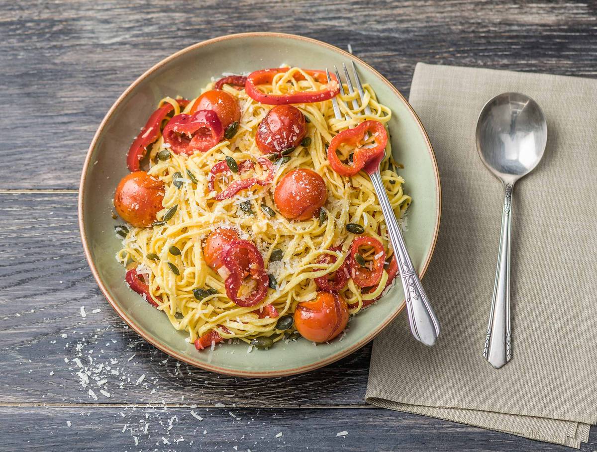 Fettuccine met cherrytomaten uit de oven