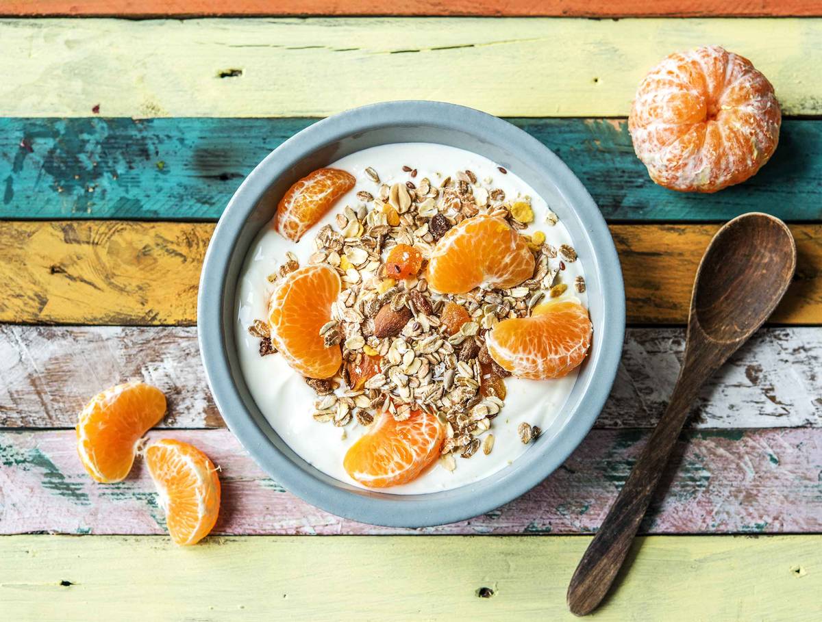 Yaourt grec à la mandarine et au muesli