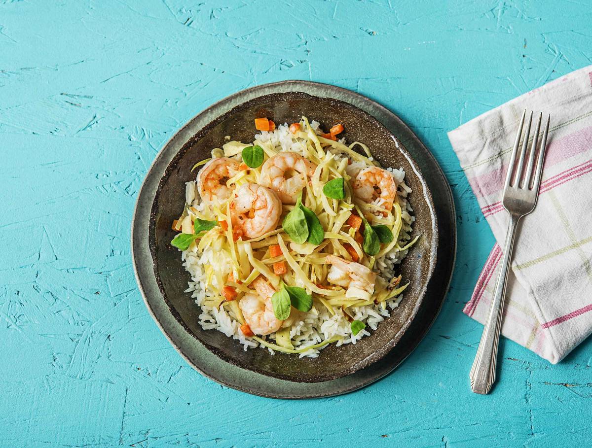 Crevettes au curry vert