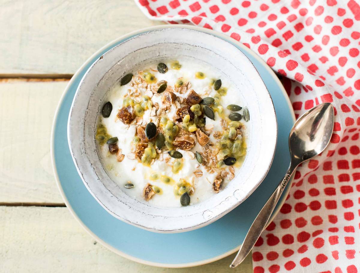 Griekse yoghurt met passievrucht