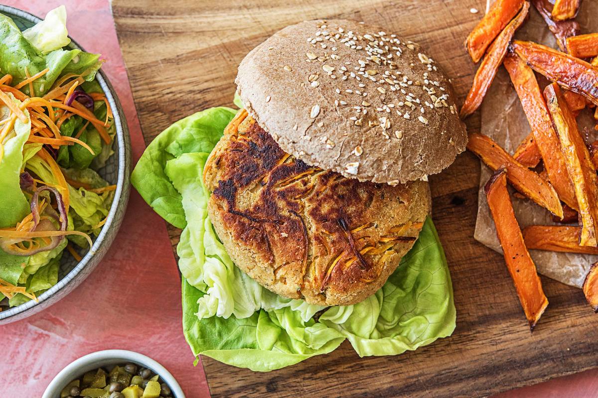 Groenteburger met wortel en ravigotesaus