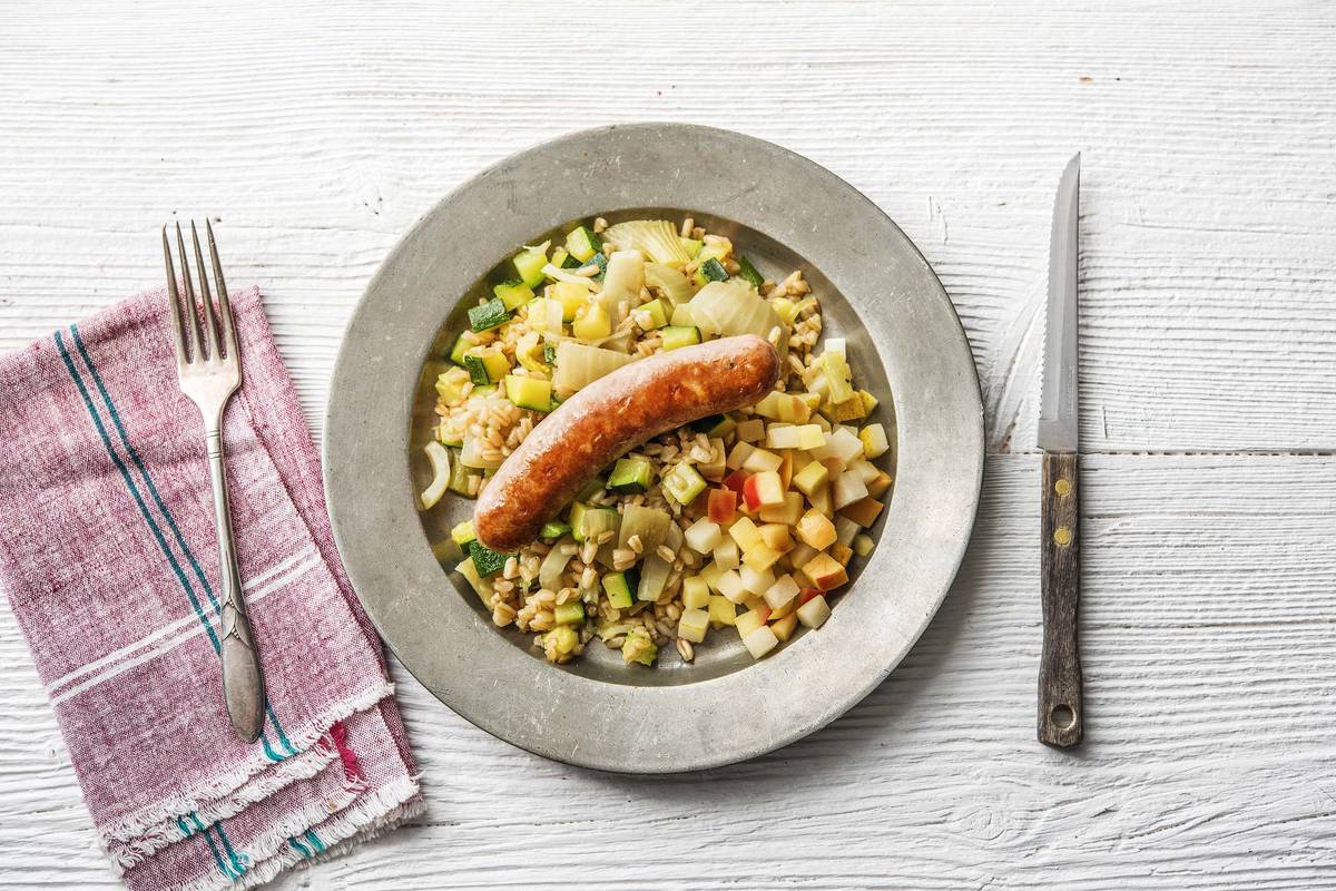 Saucisse de Toulouse dans sa sauce au cidre de pomme