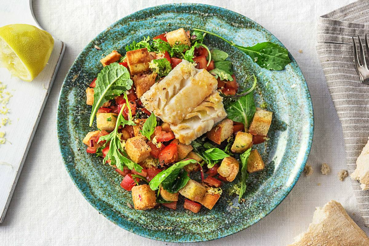 Filet de cabillaud et salade à l'italienne