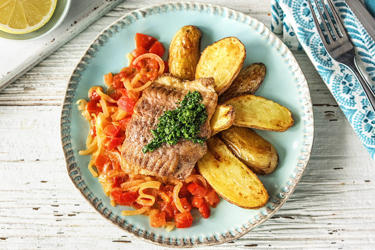 Welsfilet mit Ofenkartoffeln,