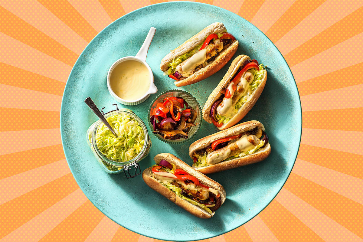 Hot Dogs mit vegetarischer Mühlen Bratwurst