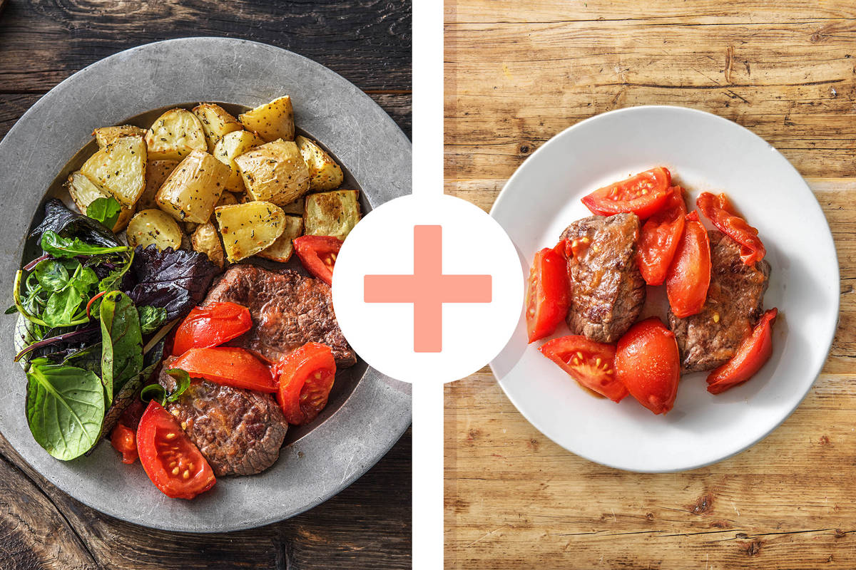 Rindersteak mit gedünsteten Tomaten